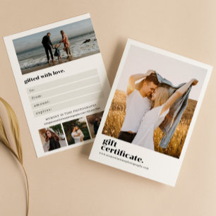 Carte Retro Typographie Photographie Certificat cadeau