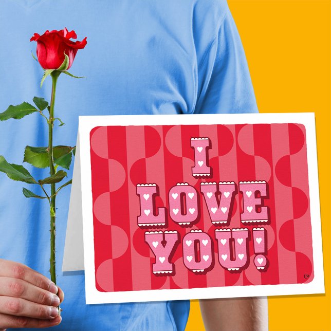 Carte Retro Valentine I Love You (Créateur téléchargé)