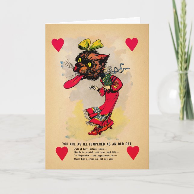 Carte Retro Vieux Chat Vinegar Saint Valentin (Devant)