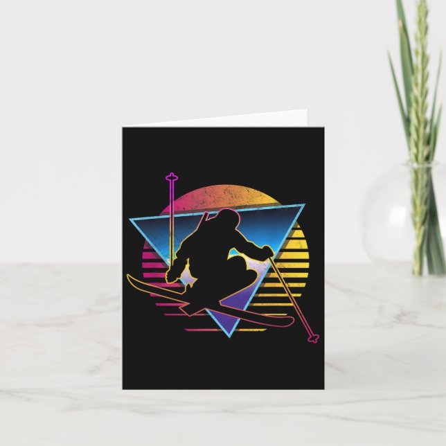 Carte Retro Vintage 80s Ski  (Devant)