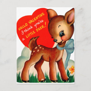 Carte Retro Vintage Valentine Deer