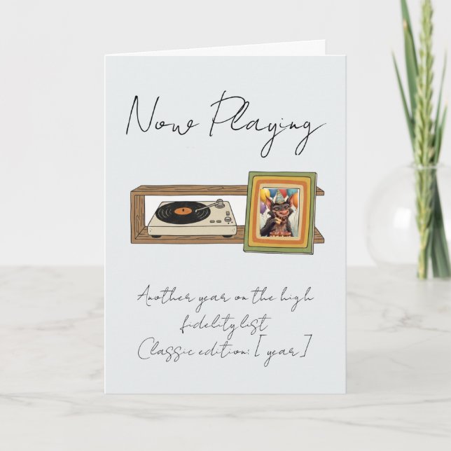 Carte Retro Vinyl Record Player Photo Personalized (Devant)