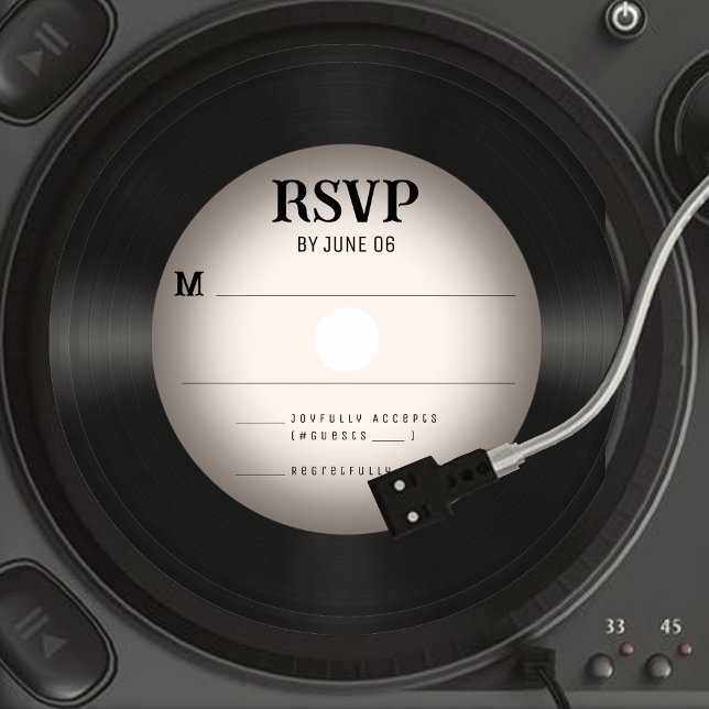 Carte Rétro Vinyl Record Wedding Réponse RSVP (Retro Vinyl Record Wedding RSVP Response
)