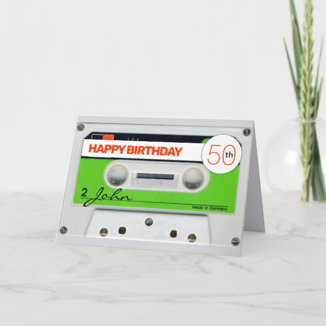 Carte Rétro W1 Audiotape K7 50e anniversaire recto-verso (Devant)