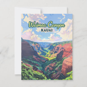 Carte rétro Waimea Canyon Kauai Hawaii Landscape
