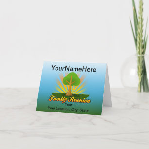 Carte Réunion familiale personnalisée, arbre vert avec r