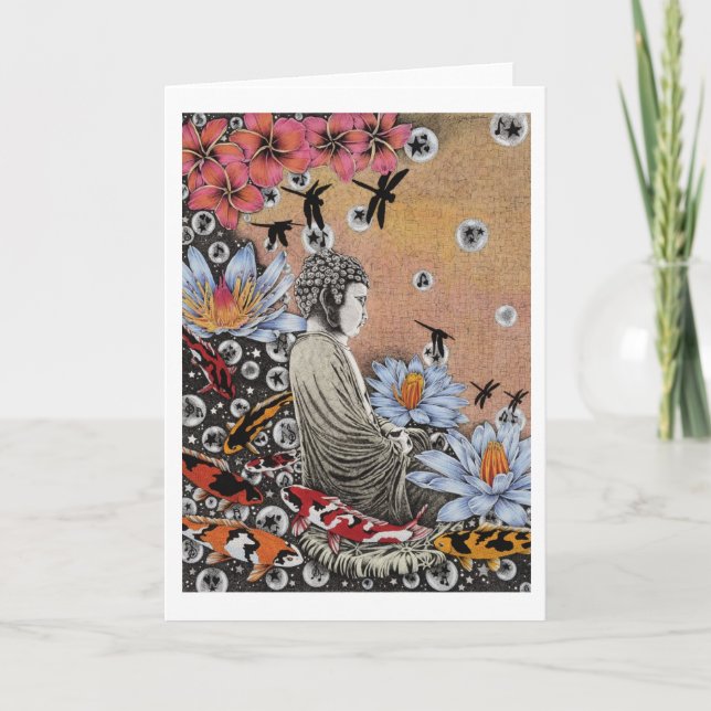 Carte Rêve IV (Lotus bleu de libellule à l'étang à (Devant)