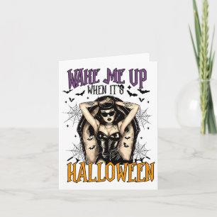 Carte Réveillez-moi quand c'est Halloween drôle sorcière