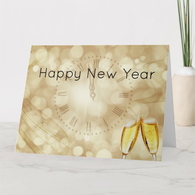 Carte Réveillon du Nouvel An avec lunettes de champagne (Devant)