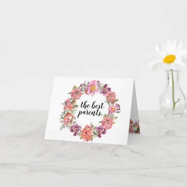Carte Révélation de grossesse aux parents Aquarelle Rose (Petite plante)