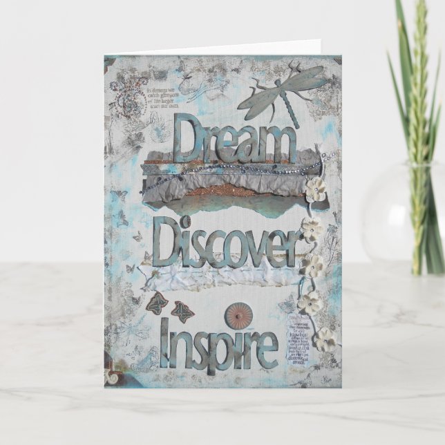 Carte Rêver, Découvrir, Inspirer Collage Art (Devant)