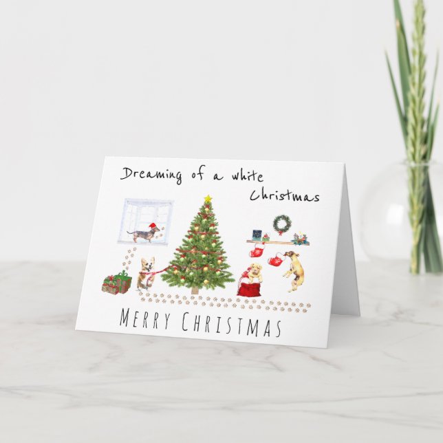 Carte Rêver d'un blanc de noël chien vilain boueux (Devant)