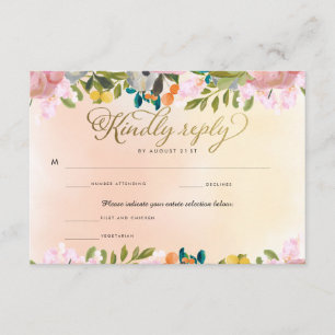 Carte Rêver Garden Floral Menu Choix Mariage RSVP