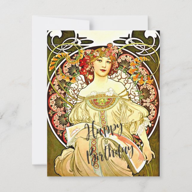 Carte Rêverie, peinture d'art fin, voeux d'anniversaire (Devant)
