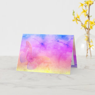 Carte [Rêves d'aquarelle] Papillon aux couleurs pastel d
