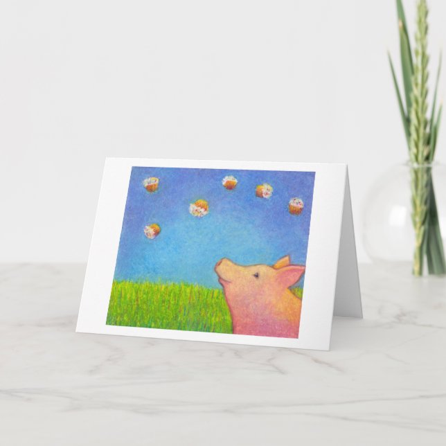 Carte Rêves de porc d'art adorable de crayon de petits (Devant)
