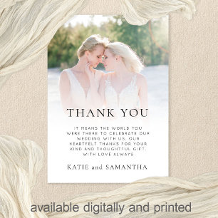 Carte Revêtement photo moderne Merci Mariage lesbien