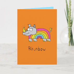 Carte Rhinbow Rhino Rainbow Grey Card Orange