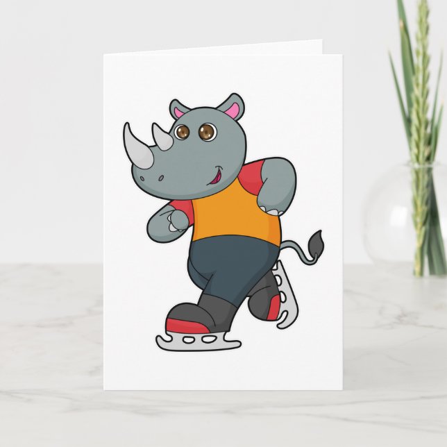 Carte Rhino at Ice skating with Ice skates (Devant)