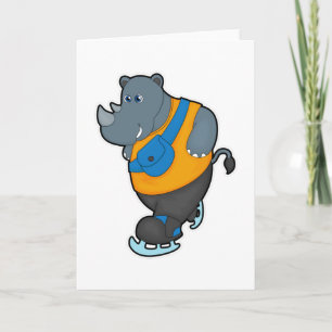 Carte Rhinocéros au patinage sur glace avec sac en bando