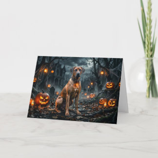 Carte Rhodesian Ridgeback dans le bosquet hanté