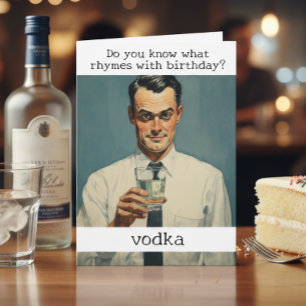 Carte Rhymes avec Anniversaire Vodka Retro Funny