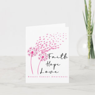 Carte Ribbon Dandelion Foi Espoir Amour Cancer du sein