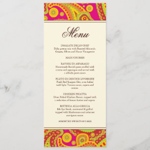 Carte riche de menu de partie de motif de Paisley