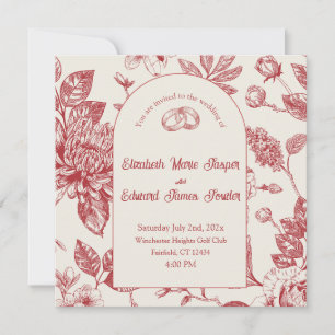 Carte Riche Rouge Français Floral Toile Floral Floral