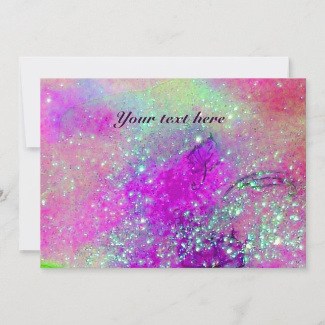 Carte RIDEAUX CHEVAUX EN NUIT, Bleu pourpre, Étincelles  (Devant)