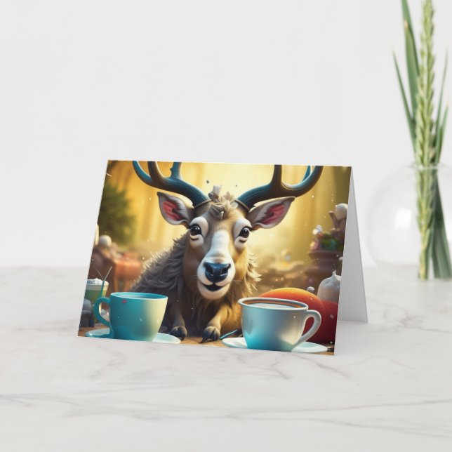 Carte Rinder sur café prêt à faire le tour Noël (Devant)