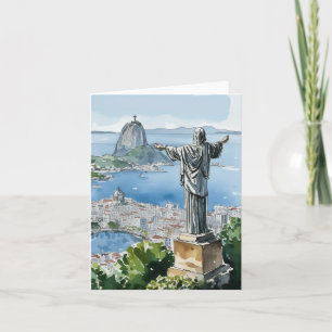 Carte Rio de Janeiro Brésil Aquarellerie