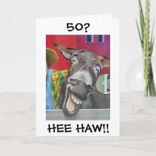 Carte "RIRE L'ÂNE SALUER" POUR LE "50ème" ANNIVERSAIRE