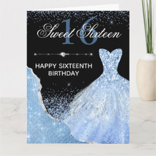 Carte Robe bleu clair Aquarelle Douce 16 Anniversaire