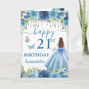 Carte Robe Bleue Clair Princesse aux Cheveux Roux Annive