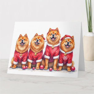 Carte Robe de Noël pour Chow Chow avec chapeau de Père N