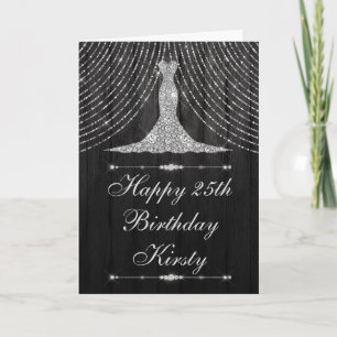 Carte Robe de rideau diamant noir argenté Anniversaire