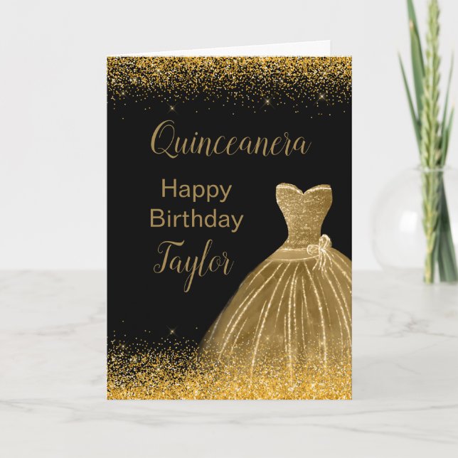 Carte Robe Or Faux Parties scintillant Quinceanera (Devant)