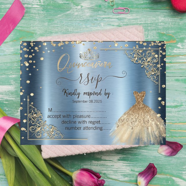 Carte Robe Tiara, Diamants Blue Metallic RSVP (Créateur téléchargé)