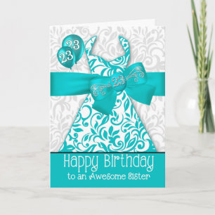 Carte Robe turquoise de Soeur 23e anniversaire Fashionis