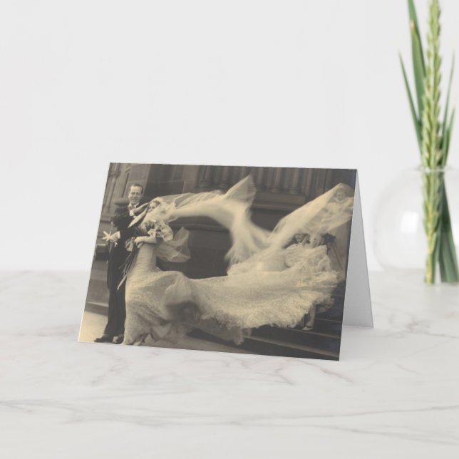 Carte Robe vintage et Mariage Voile (Devant)