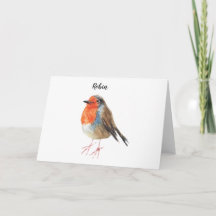 Robin aquarelle peint oiseau. Belle carte.