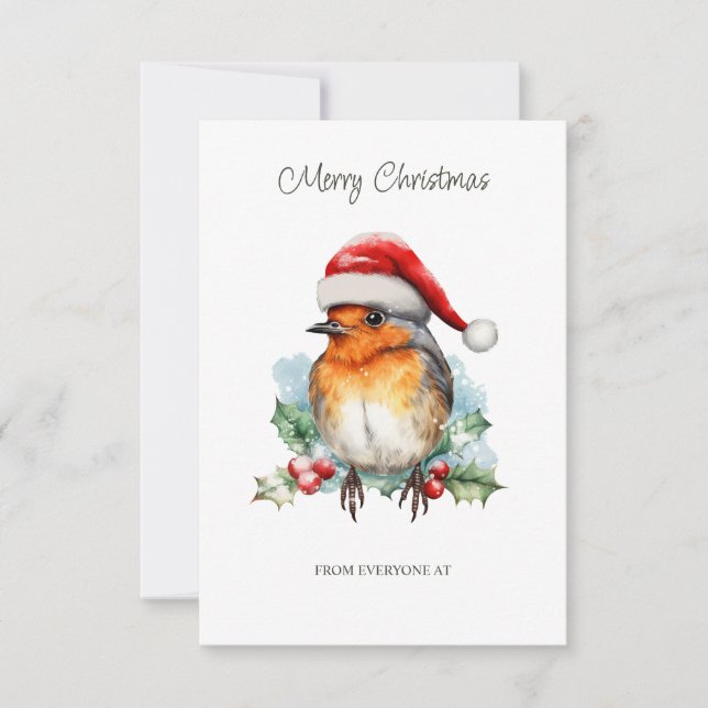 Carte Robin d'entreprise dans un Casquette de Noël (Devant)