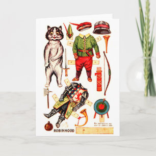 Carte Robin des Bois, Poupée en papier, Louis Wain