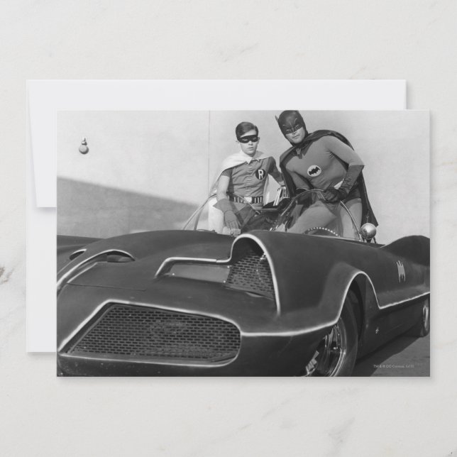 Carte Robin et Batman debout dans Batmobile (Devant)