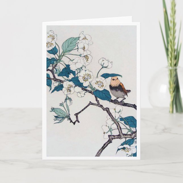 Carte Robin et fleurs de cerisiers, Imao Keinen (Devant)