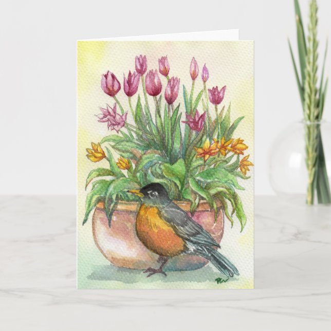 Carte Robin et Tulipes (Devant)