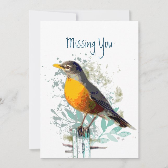 Carte Robin Garden Bird Wildlife Missing You Card (Devant)