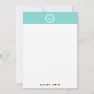 Carte Robin Oeuf Wht Grille Grecque Cadre Rnd Initial Mo