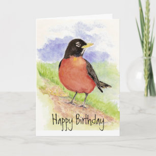 Carte Robin - salutation d'anniversaire d'oiseau